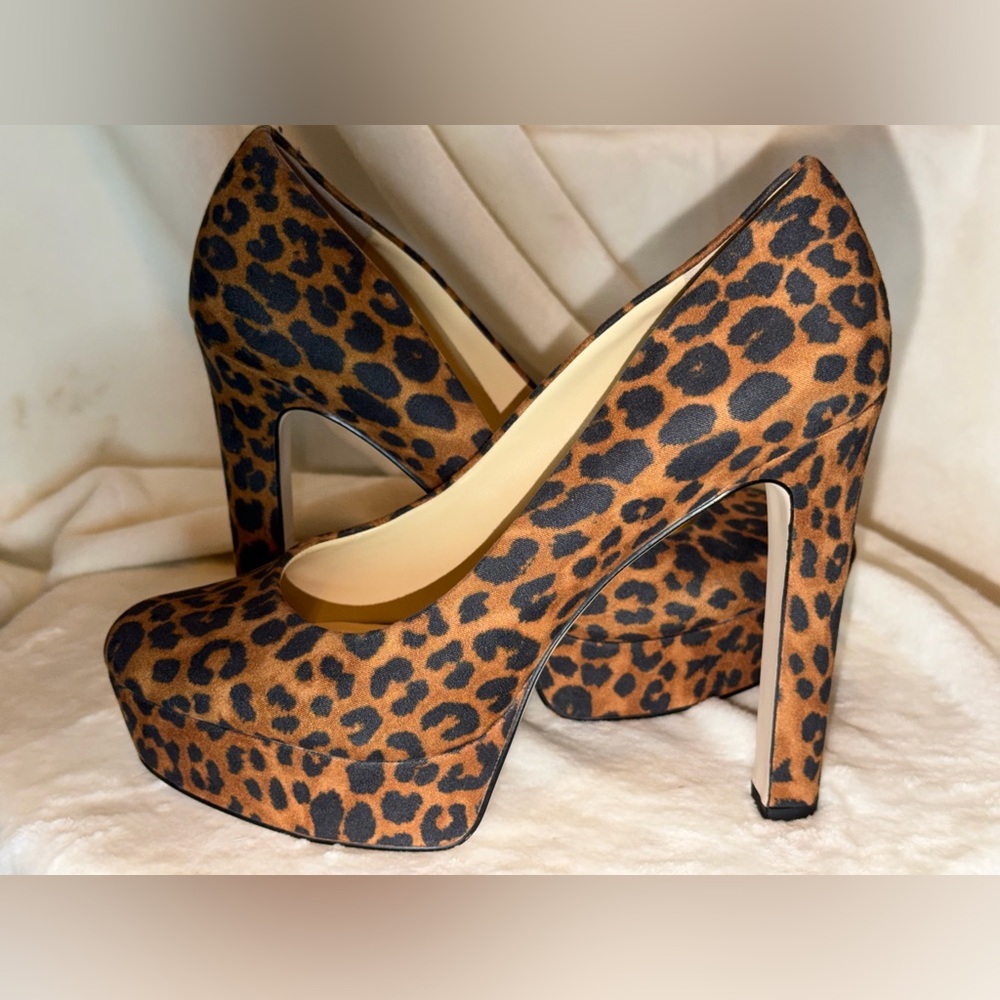 Jessica Simpson Leopard Print Platform Pumps - Brown & Black